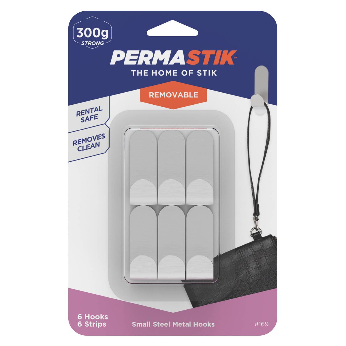 Permastik Small Stainless Steel Metal Hooks - 6 Pack
