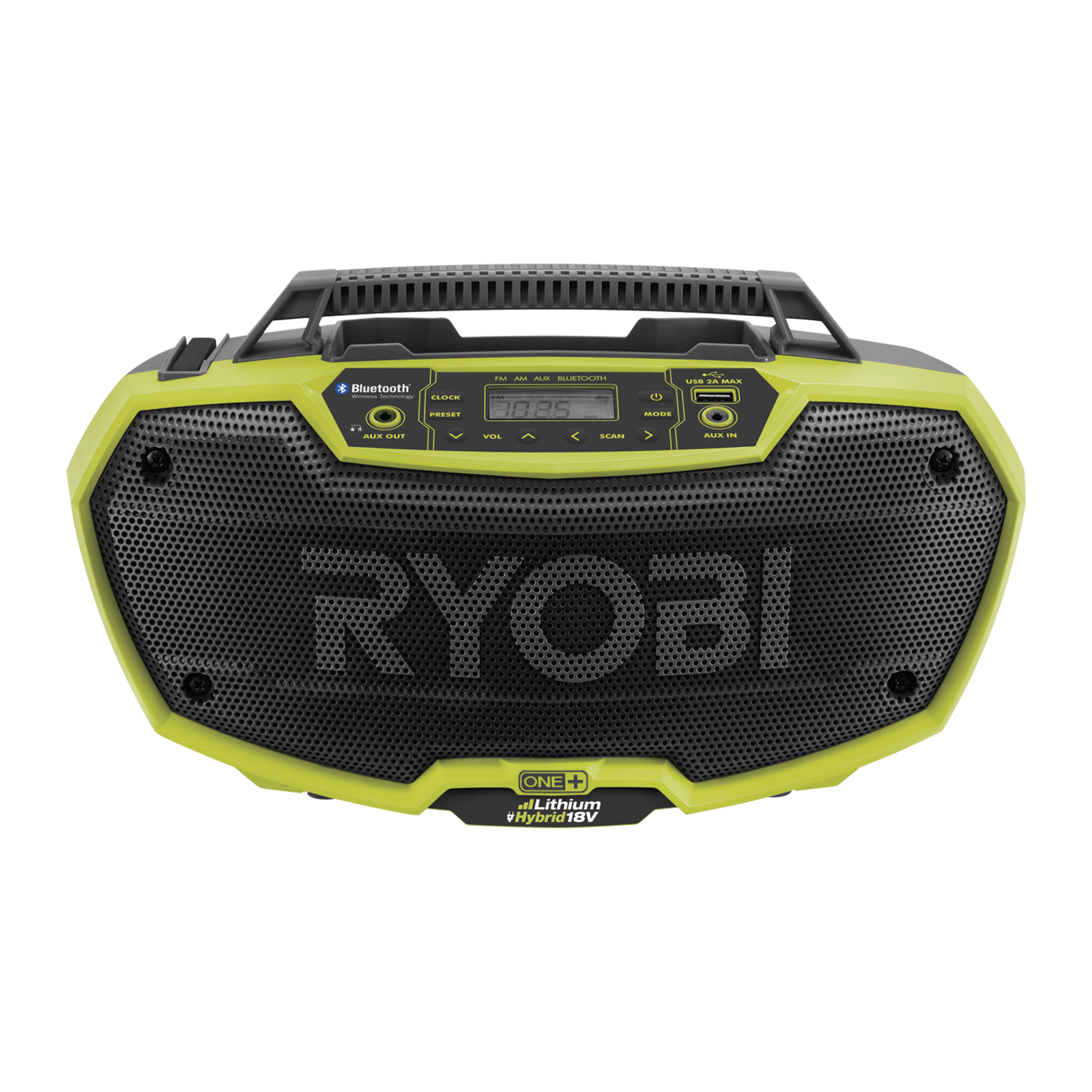 Ryobi 18V ONE+ Hybrid 2 Speaker Bluetooth Radio, AM/FM, LCD Display, Skin Only R18HR-0