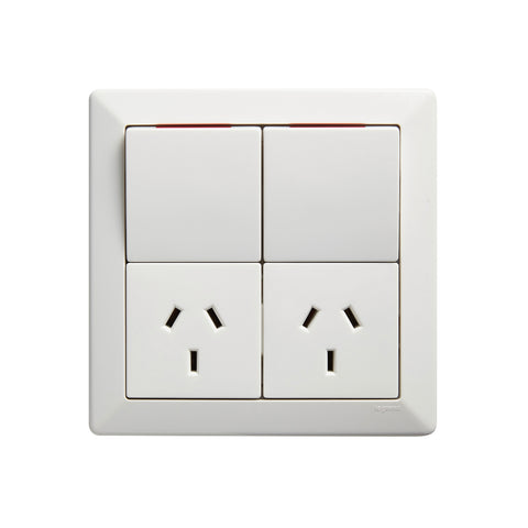 HPM COMO Double Powerpoint, Vertical 2 Gang 10A 240V White Indoor CDCM777WE
