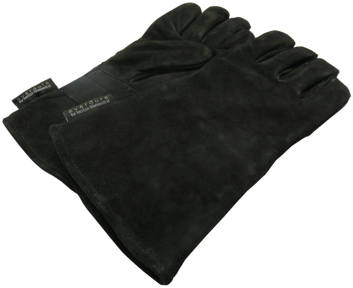 Everdure by Heston Blumenthal Heat Resistant Gloves - Black Leather - L/XL Size - Velcro Fastening - HBGLOVELX