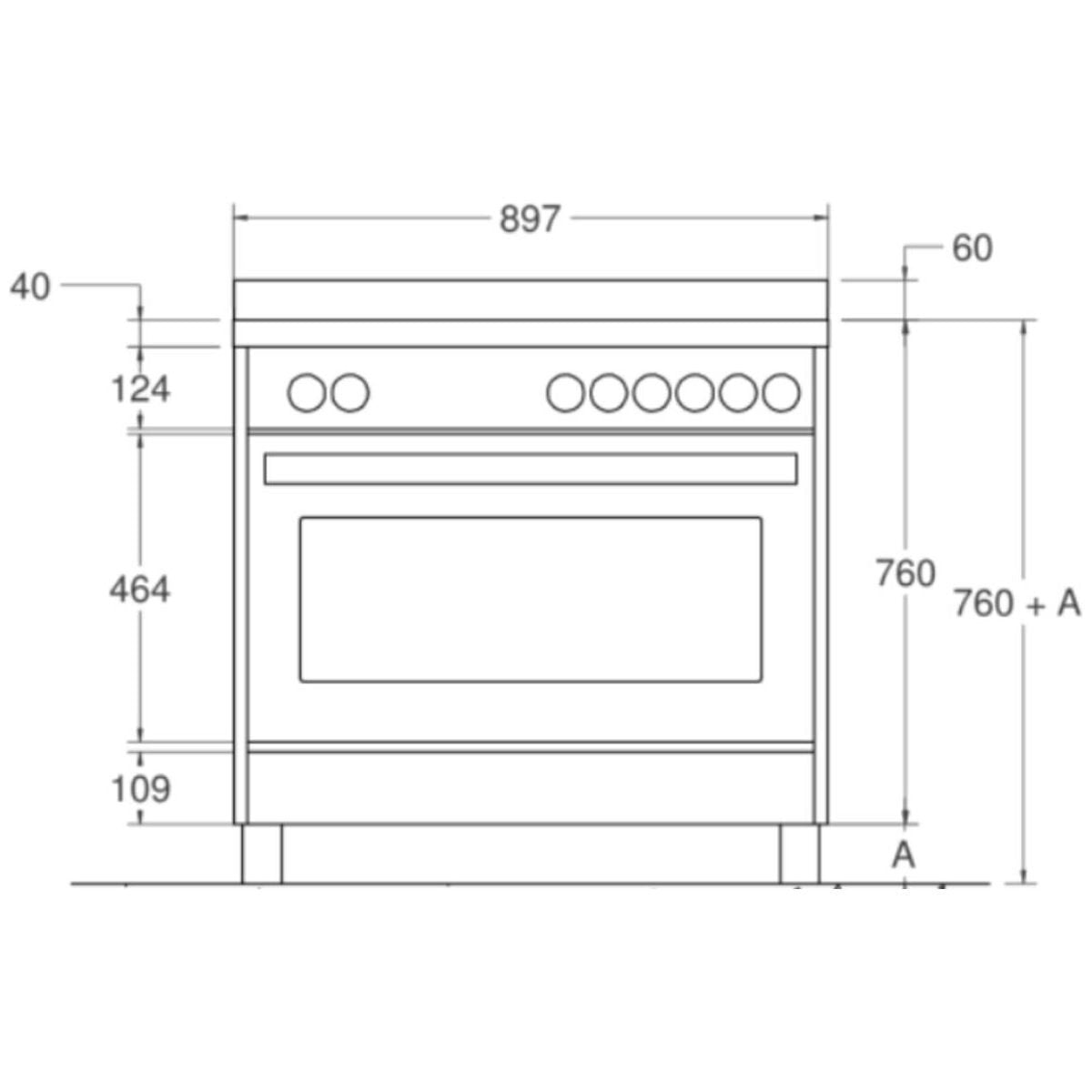 La Germania 90cm Freestanding Oven 142L - Stainless Steel, Five-Zone Induction Cooktop - TUS90IND60LAX