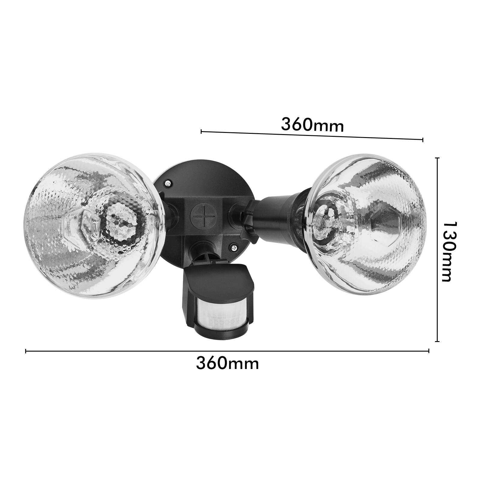 Arlec Castalia Twin PAR38 DIY Compact Security Flood Light MAL535, Black