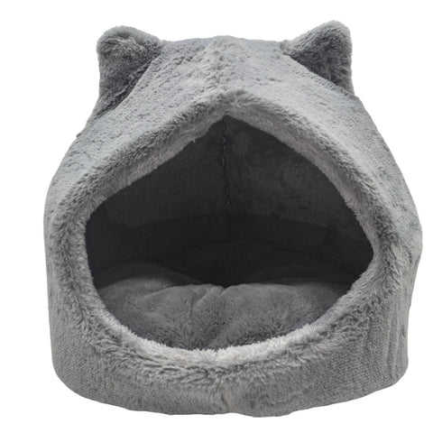 Art & Bob 40cm Cat Bed Cave Soft Plush Indoor Grey