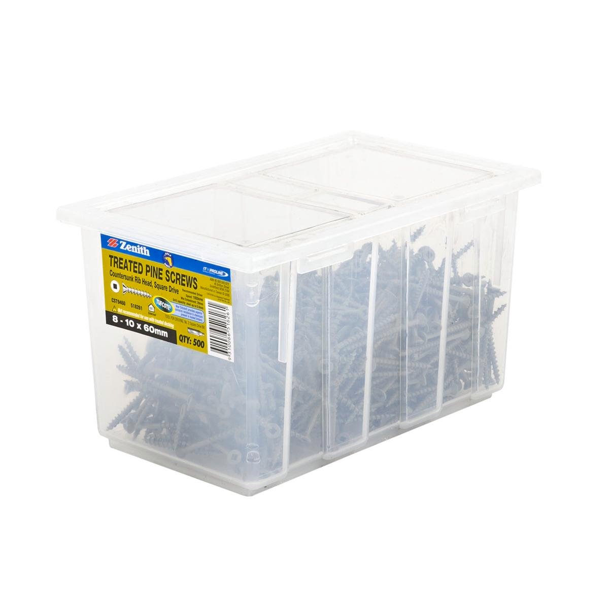 Zenith 8-10 x 60mm Tufcote Countersunk Rib Head Treated Pine Screws - 500 Trade Box