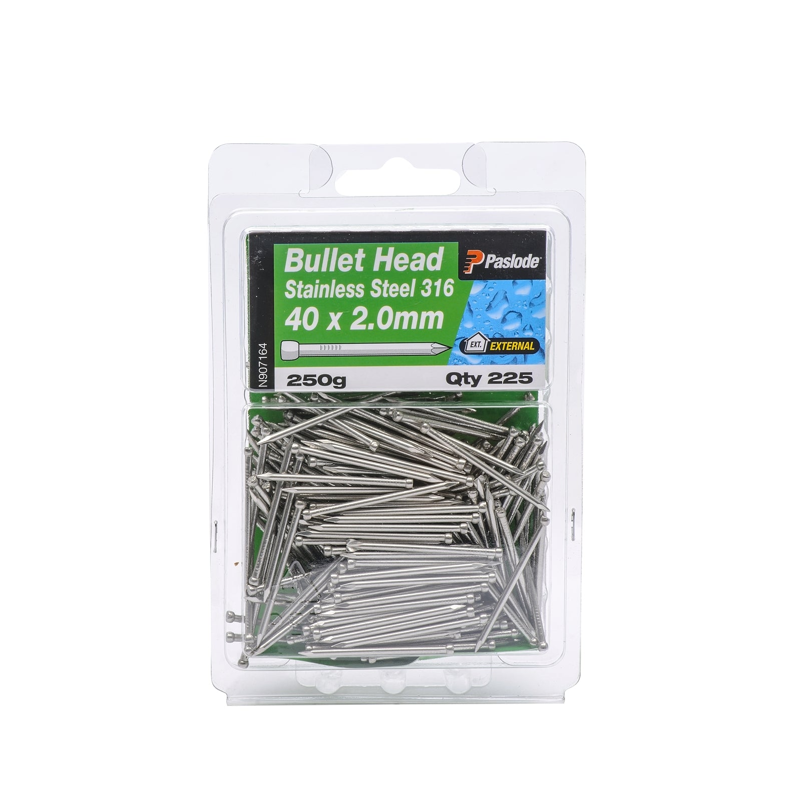 Paslode 40 x 2.0mm 316 Grade Stainless Steel Bullet Head Nails 250g - 225 Pack
