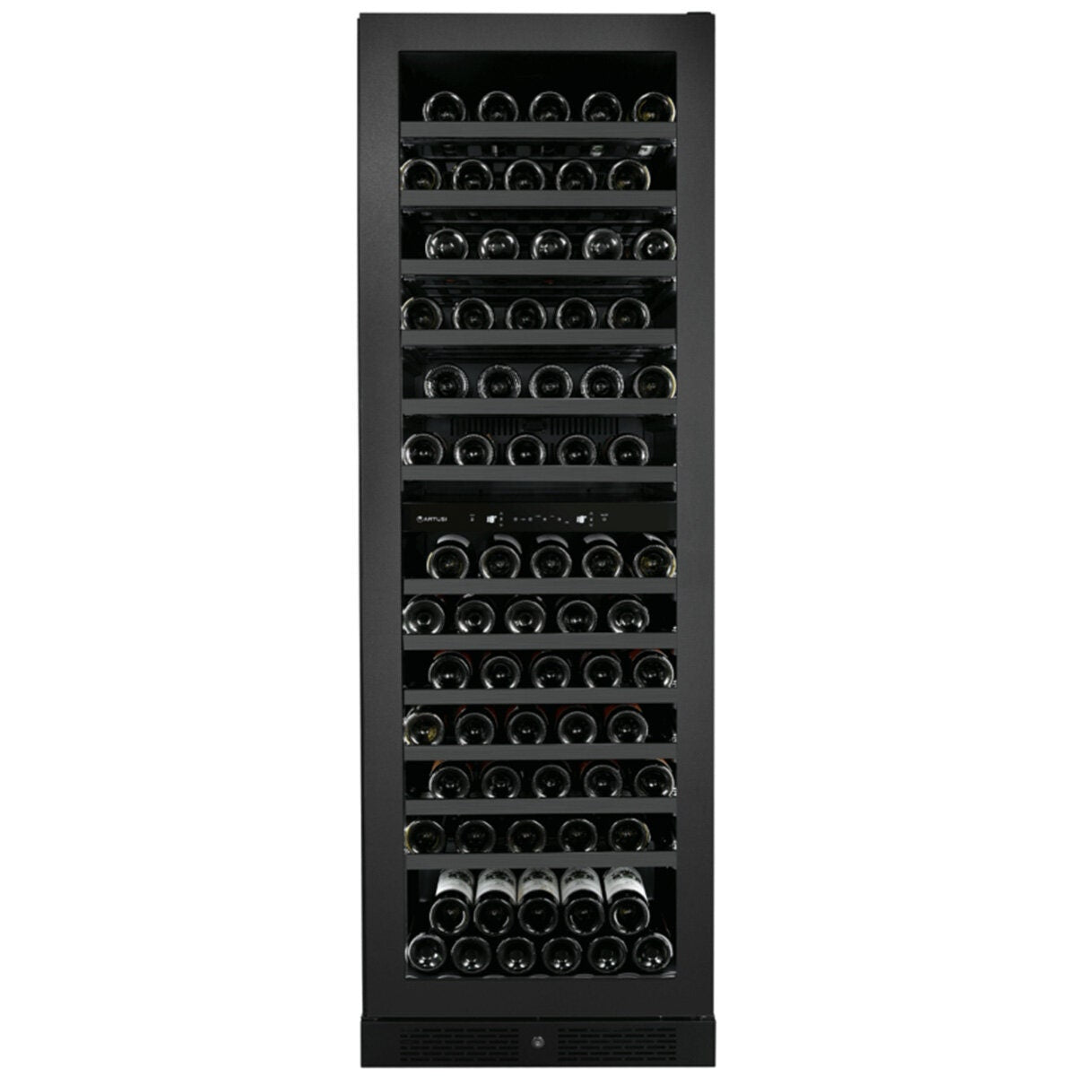 Artusi 125 bottle dual zone wine cellar - matte black, UV protected glass door, touch controls - AWC154BV