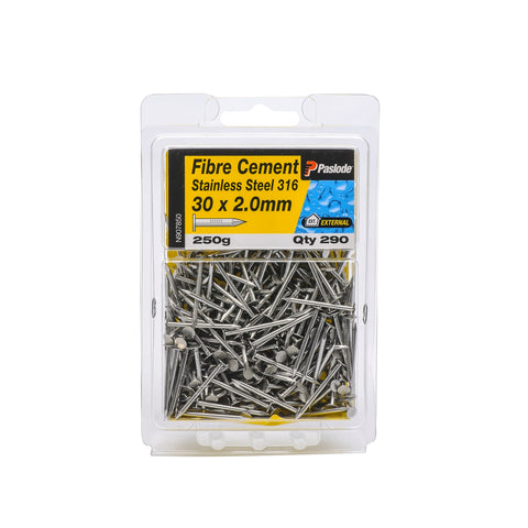 Paslode 30 x 2.0mm 316 Grade Stainless Steel Fibre Cement Nails 250g - 290 Pack
