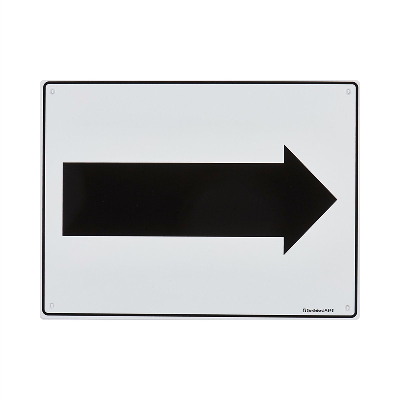 Sandleford Directional Arrow Sign 300 x 225mm White/Black Polypropylene