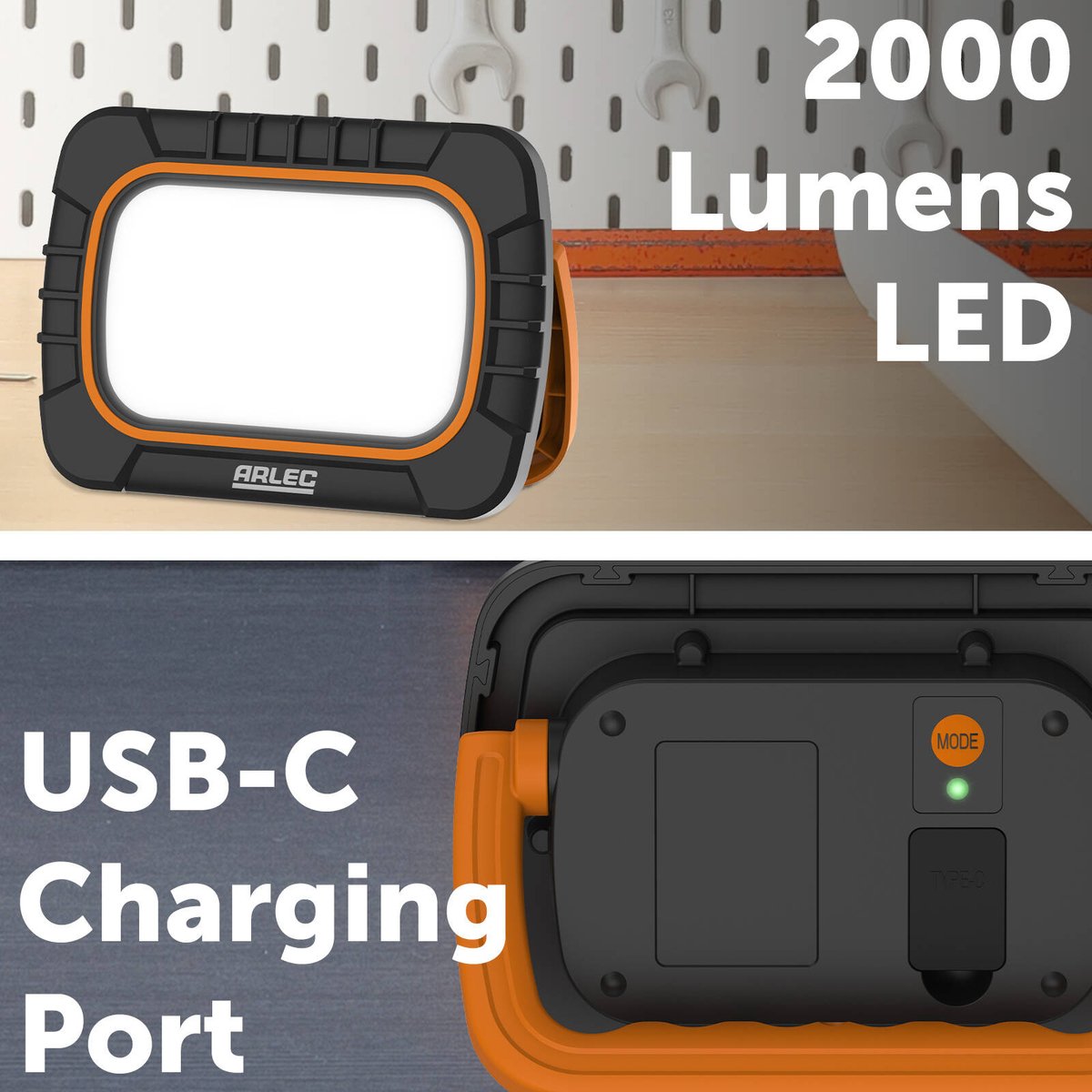Arlec 20W LED Rechargeable Work Light, Weather Resistant Outdoor AWL2314
