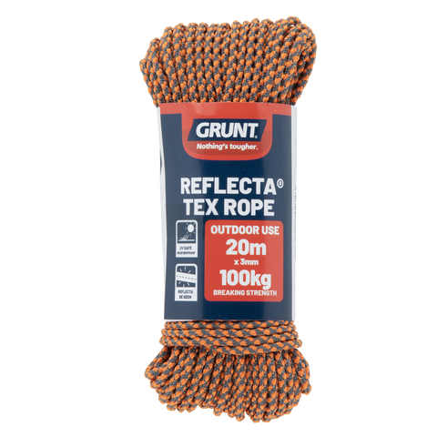 Grunt 3mm x 20m Orange Textured Reflective Rope