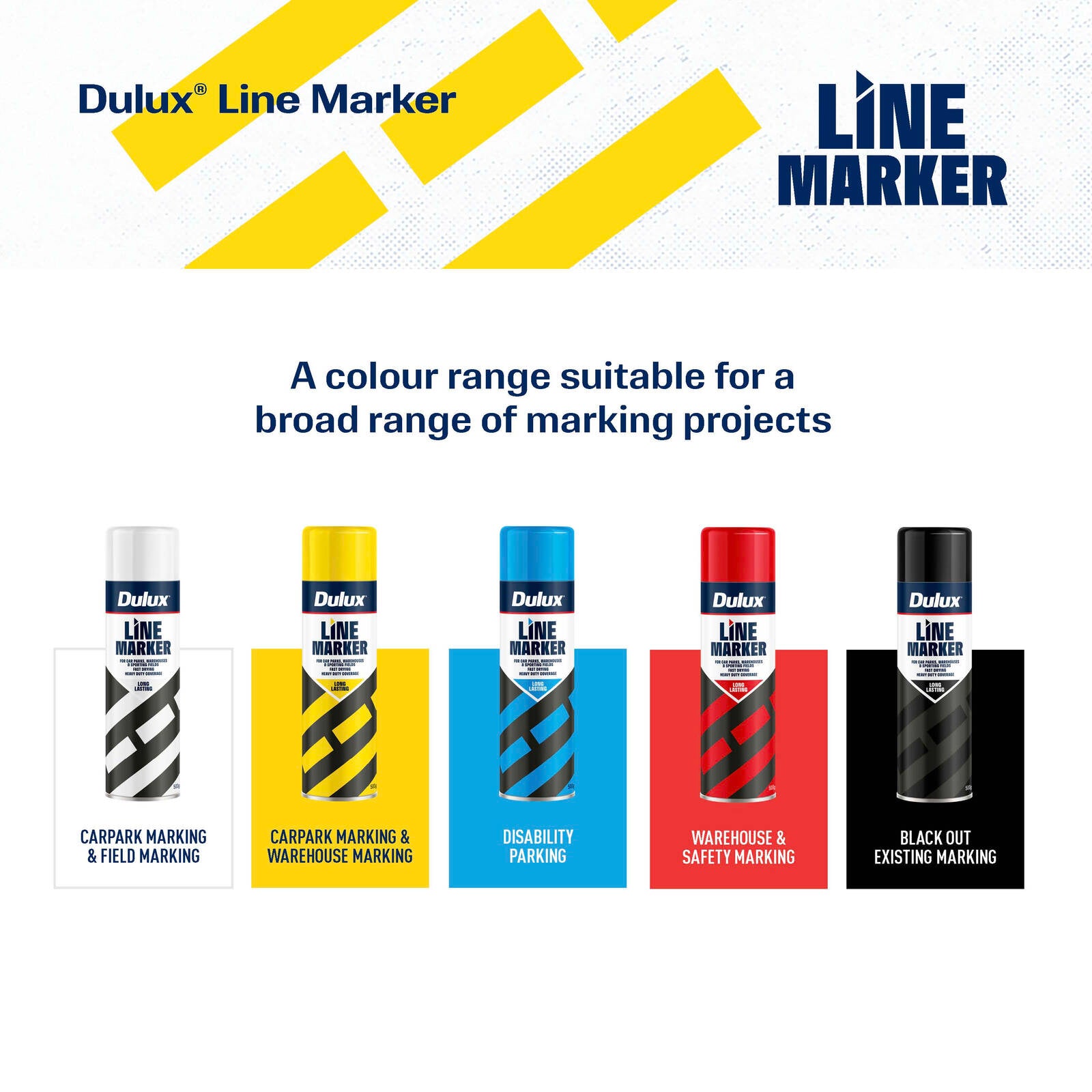 Dulux 500g Black Line Marker Spray Paint, Sharp Line Marking for Grass, Concrete & Asphalt