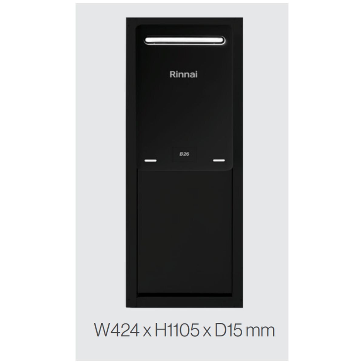 Rinnai Black Lockable Recess Box - Wall Cavity Installation, Brick and Weatherboard Suitable - RBOX04LBLK