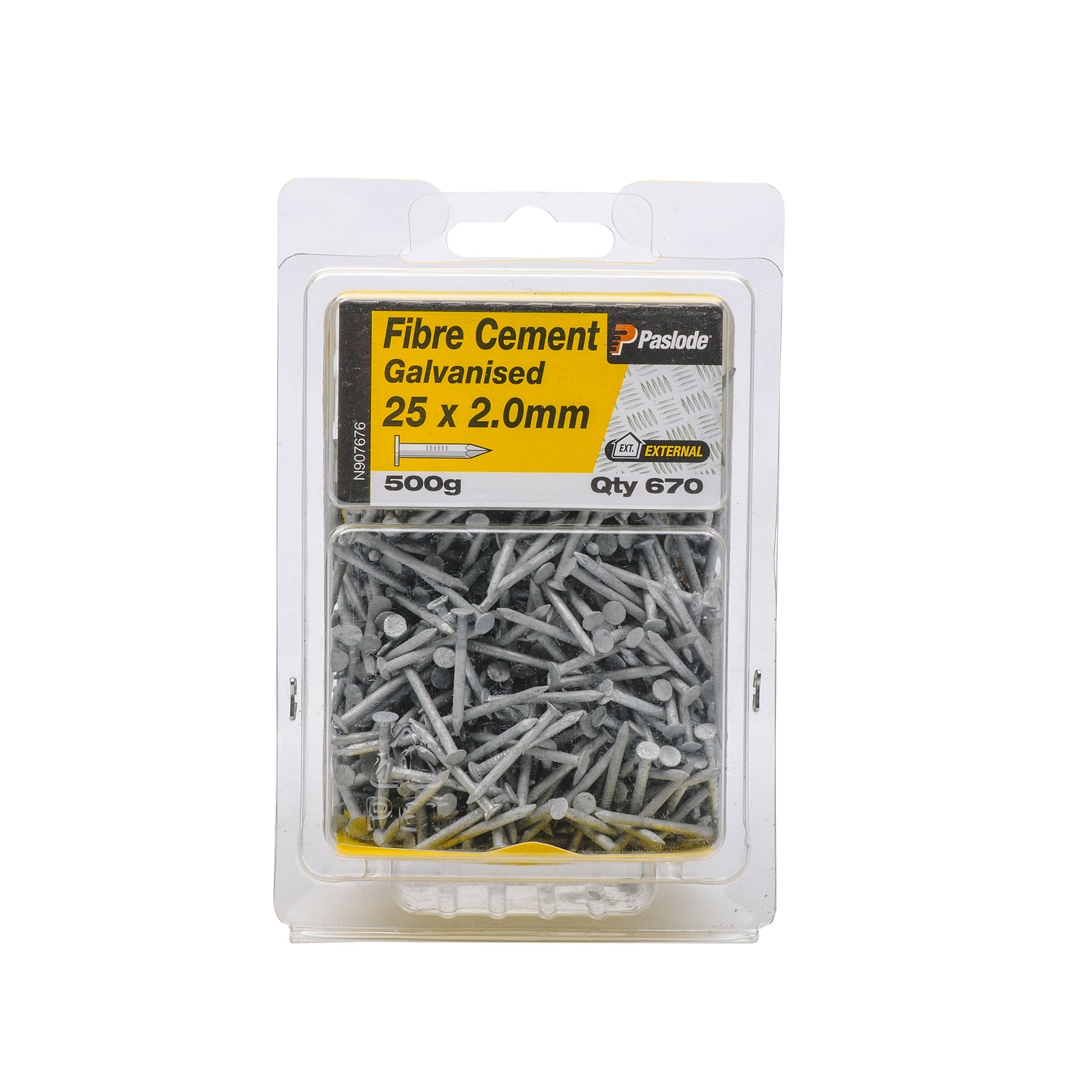 Paslode 25 x 2.0mm Galvanised Steel Fibre Cement Nails - 500g 670 Pack