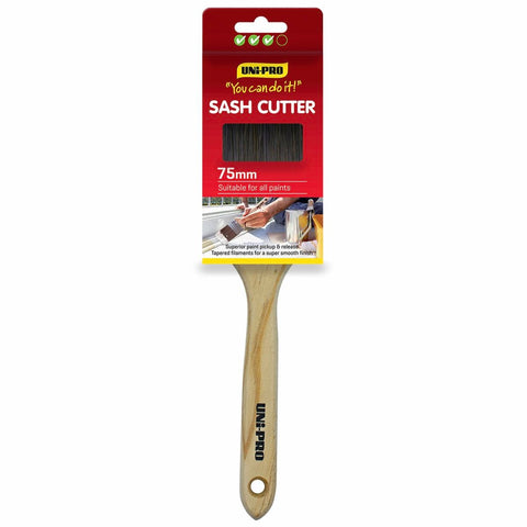 UNi-PRO Sash Cutter Paint Brush 75mm Timber Stainless Steel Smooth Finish - SuperSaverAU - view 1