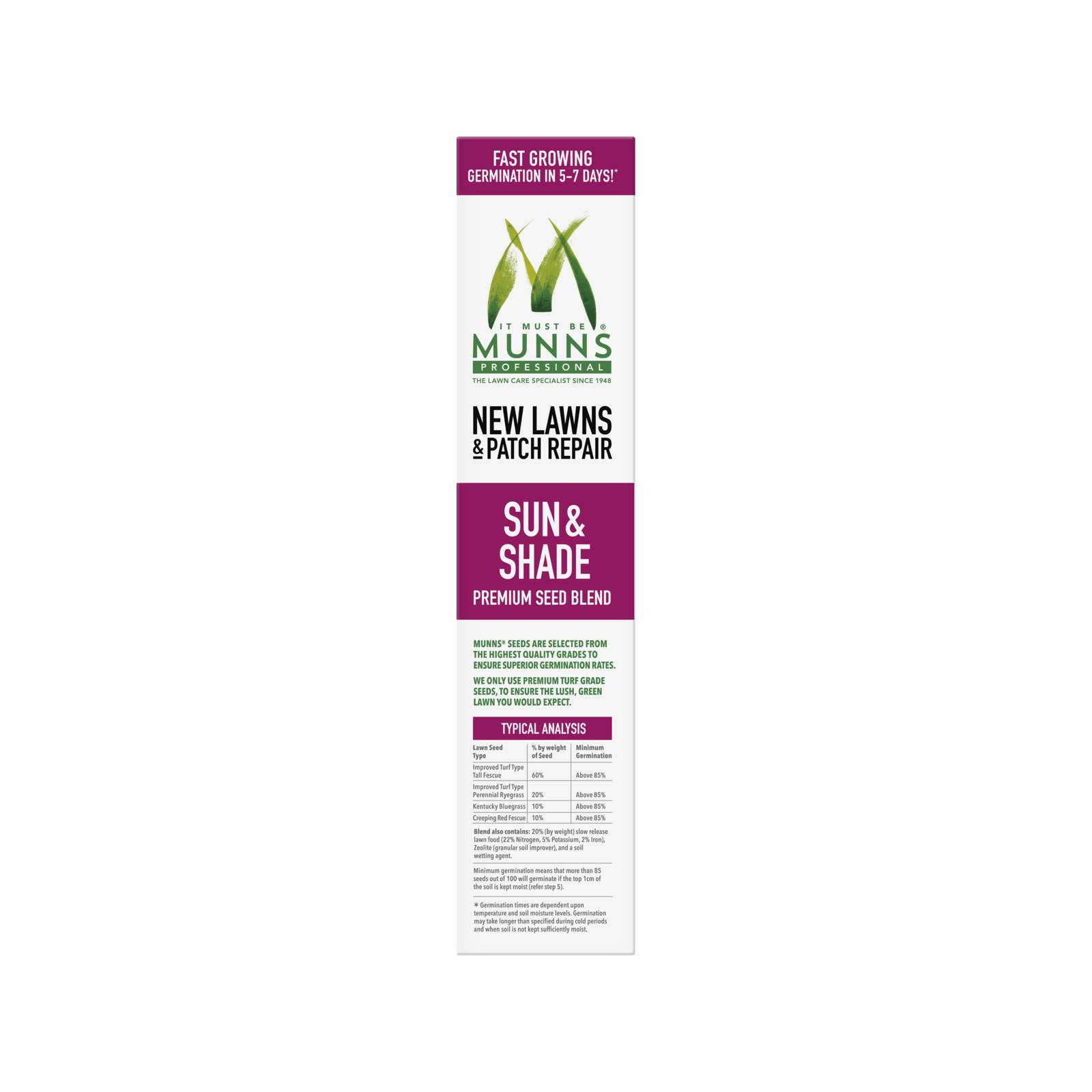 Munns Professional 1.1kg Sun and Shade Lawn Seed Blend Drought Tolerant