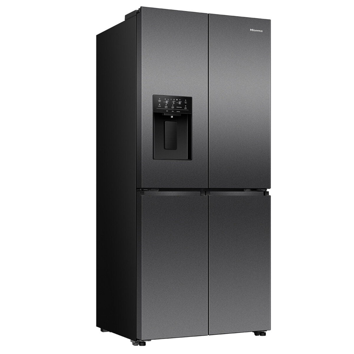 Hisense 483L French Door Fridge - Dark Stainless Steel - Non-Plumbed Ice and Water Dispenser - HRCD483TBW