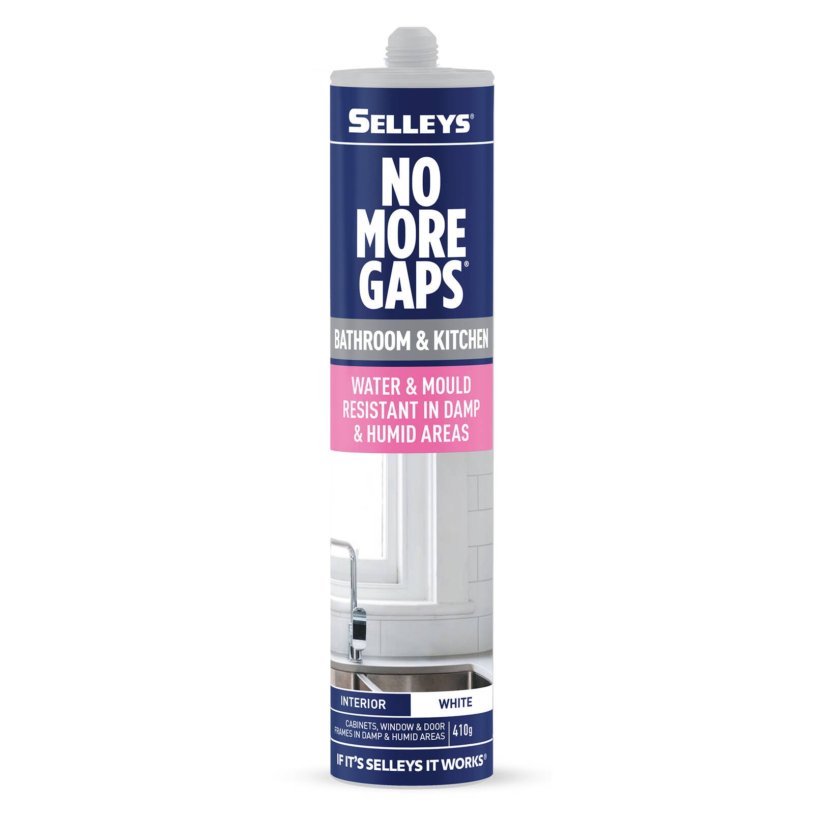 Selleys No More Gaps Bathroom & Kitchen Gap Filler 410g White - Paintable, Mould-Resistant
