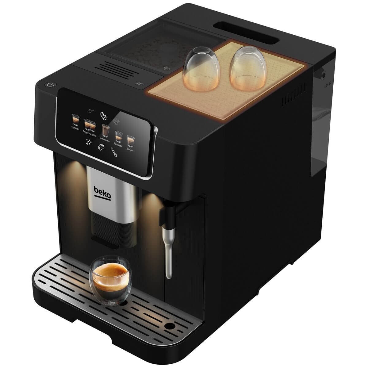 Beko CaffeExperto automatic espresso machine with steam wand - black - 3 cup sizes - CEG7302B