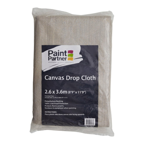 Paint Partner 2.6 x 3.6m Plastic Backed Canvas Drop Sheet, Cotton Polyester