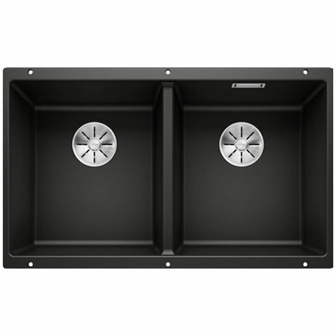 Blanco SUBLINE double bowl undermount sink - Black Silgranit, Hygiene Plus, overflow - SUB350350UBK5
