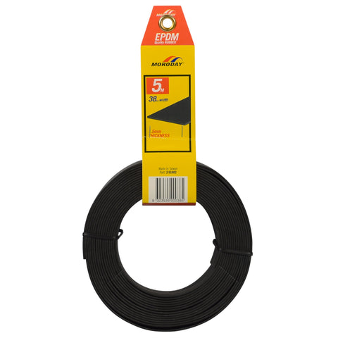 Moroday Rectangle Rubber Strip, 38 x 1.5mm x 5m EPDM, Black