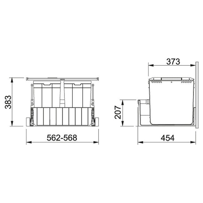 Franke Sorter Series 300 Waste Management - Black - 2 Bins and Charcoal Filter Lid - SORTER300-60DUO