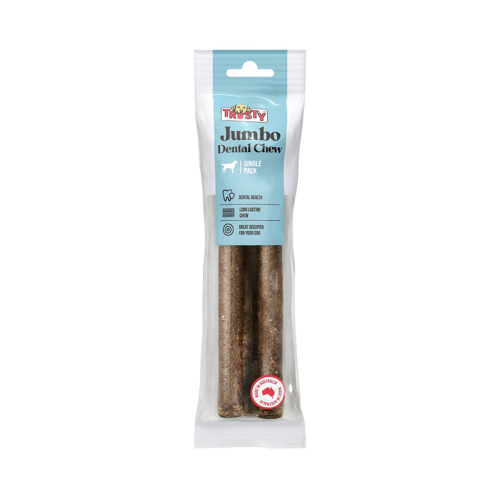 Trusty Jumbo Dental Chew Adult Dog Treats, Australian Made Dental Stick - Single Pack