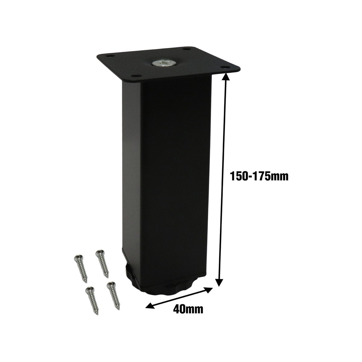 Adoored Table Leg - 40 x 40 x 150mm - Steel - Black Finish - SuperSaverAU - view 3