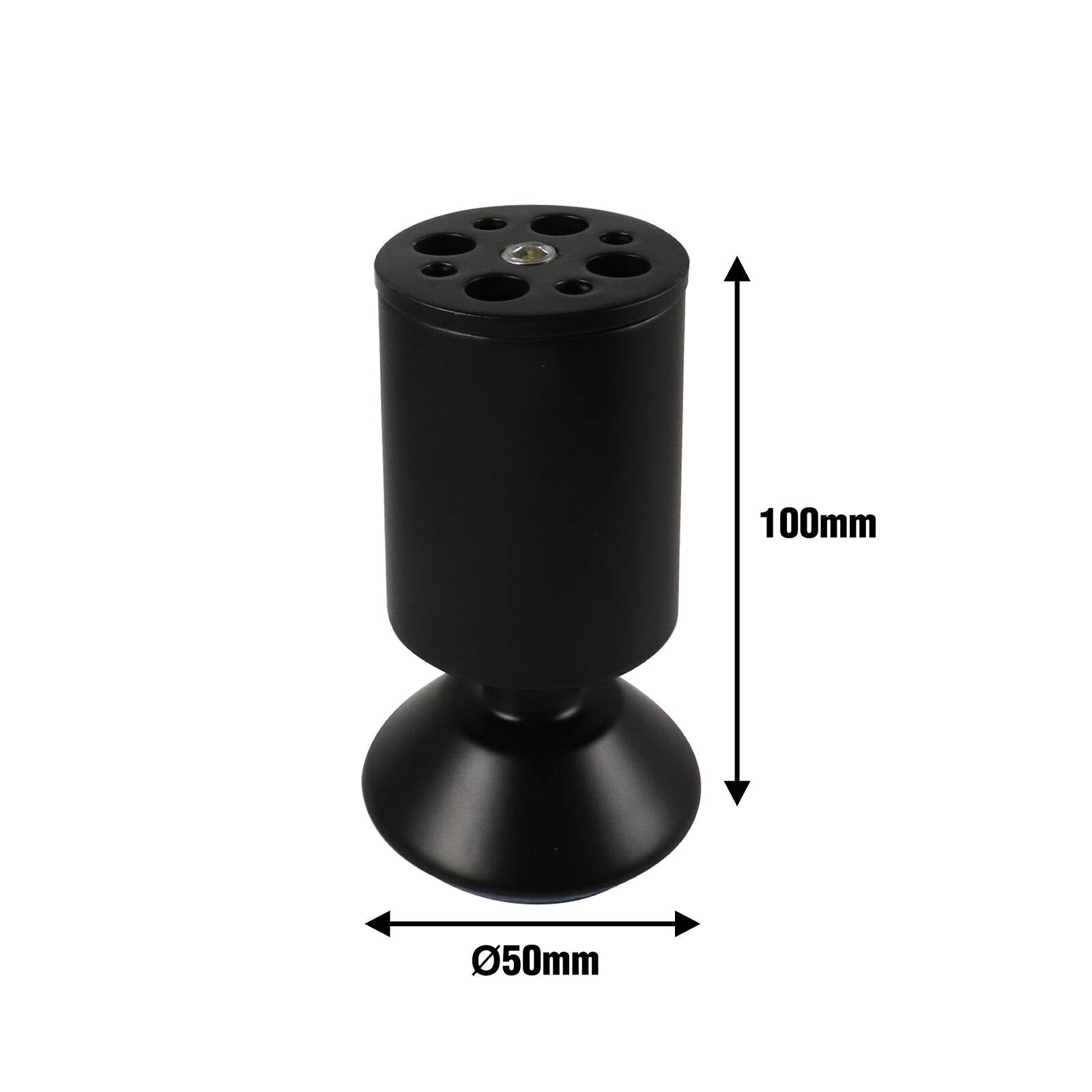 Adoored 50 x 100mm Black Steel Round Furniture Cabinet Legs - 4 Pack