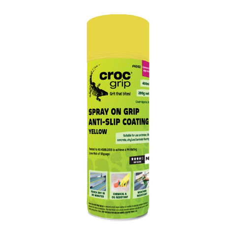 Croc Grip Spray on Anti Slip Coating - 400ml - Yellow - P4 Rated - SuperSaverAU - view 1
