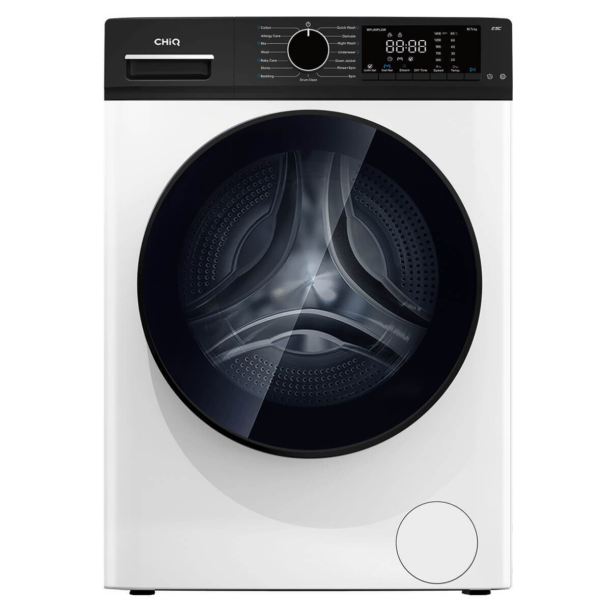 CHiQ 8.5kg Front Load Washing Machine - 577mm Space Pro Depth, 1400rpm Spin, Inverter Motor - WFL85PLSW