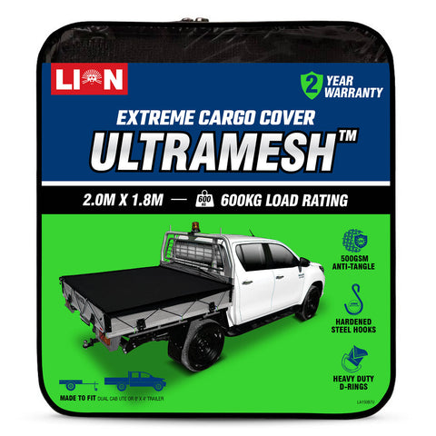 Lion 2.0 x 1.8m Ultramesh Cargo Net with Steel Hooks