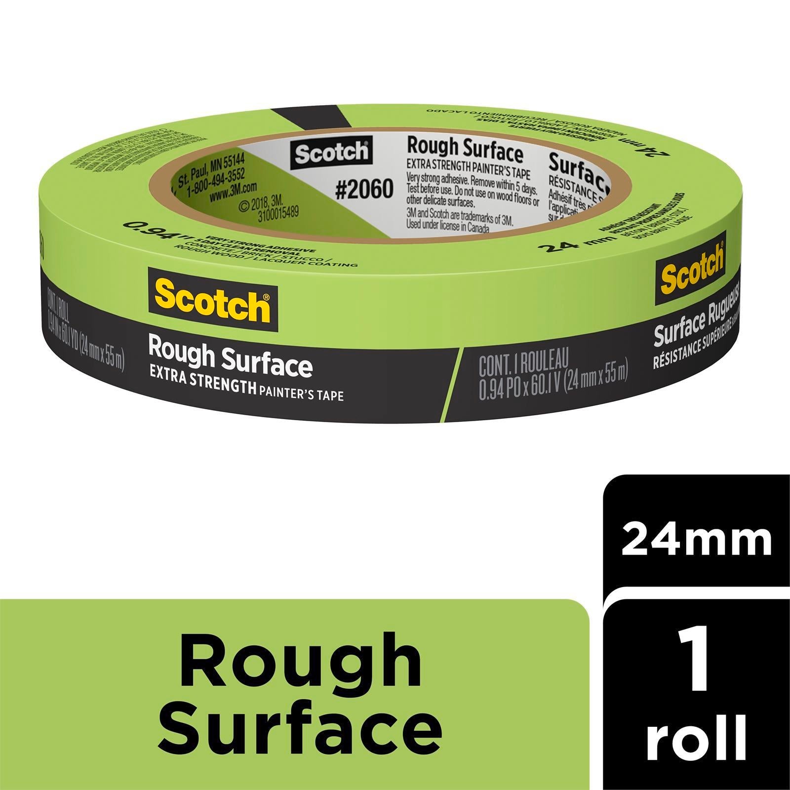 Scotch 24mm x 55m Rough Surface Extra Strength Painter's Masking Tape, Green