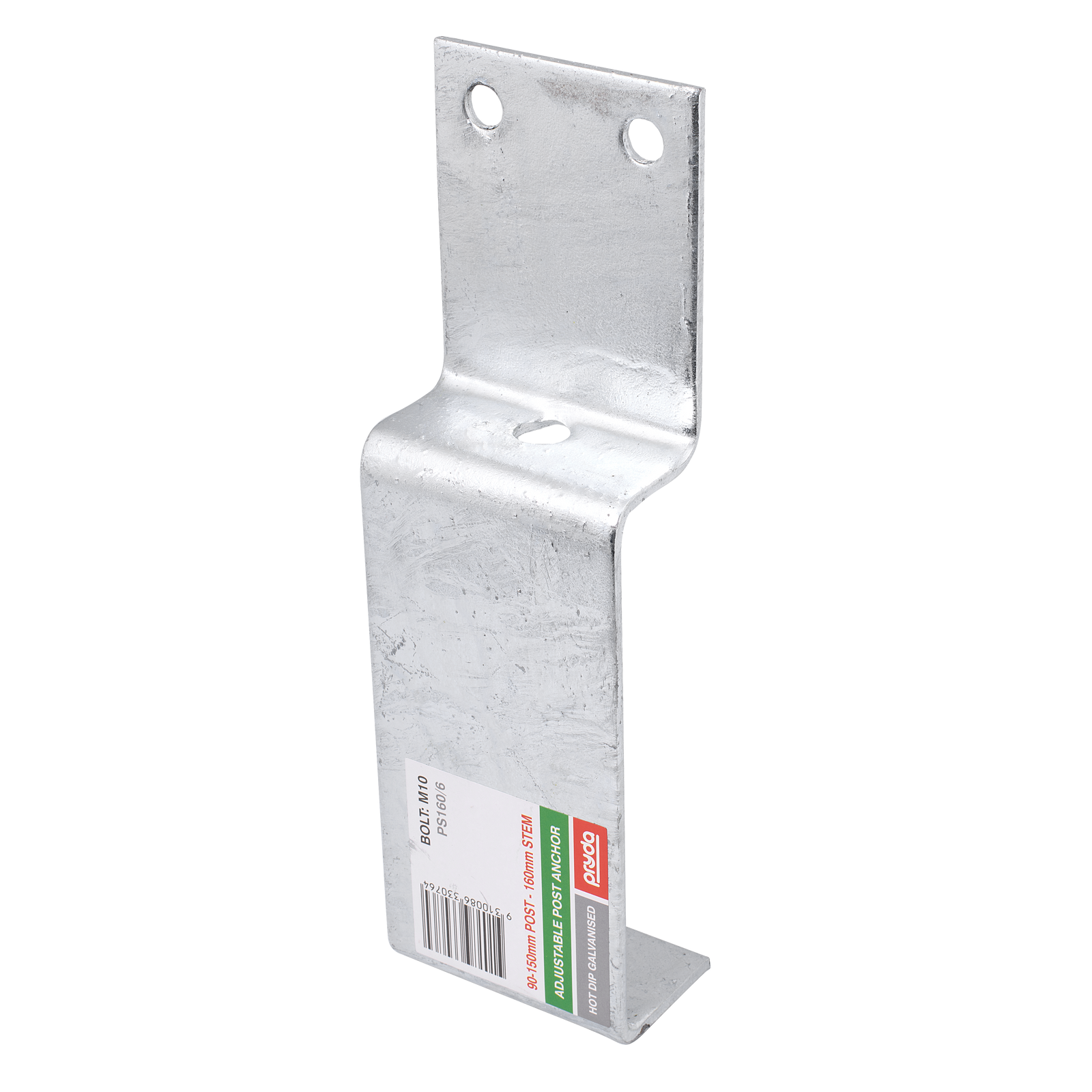 Pryda 160mm Adjustable Post Anchor M10 Hot Dipped Galvanised Steel