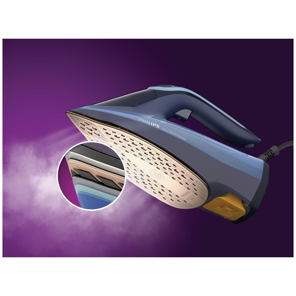 Philips Azur 8000 Series steam iron - 2400W, 240g steam boost, SteamGlide Elite soleplate - DST8020-20