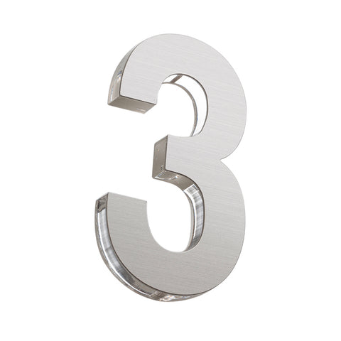 Sandleford Azure House Number 3 120mm Silver Stainless Steel & Acrylic, Weather Resistant