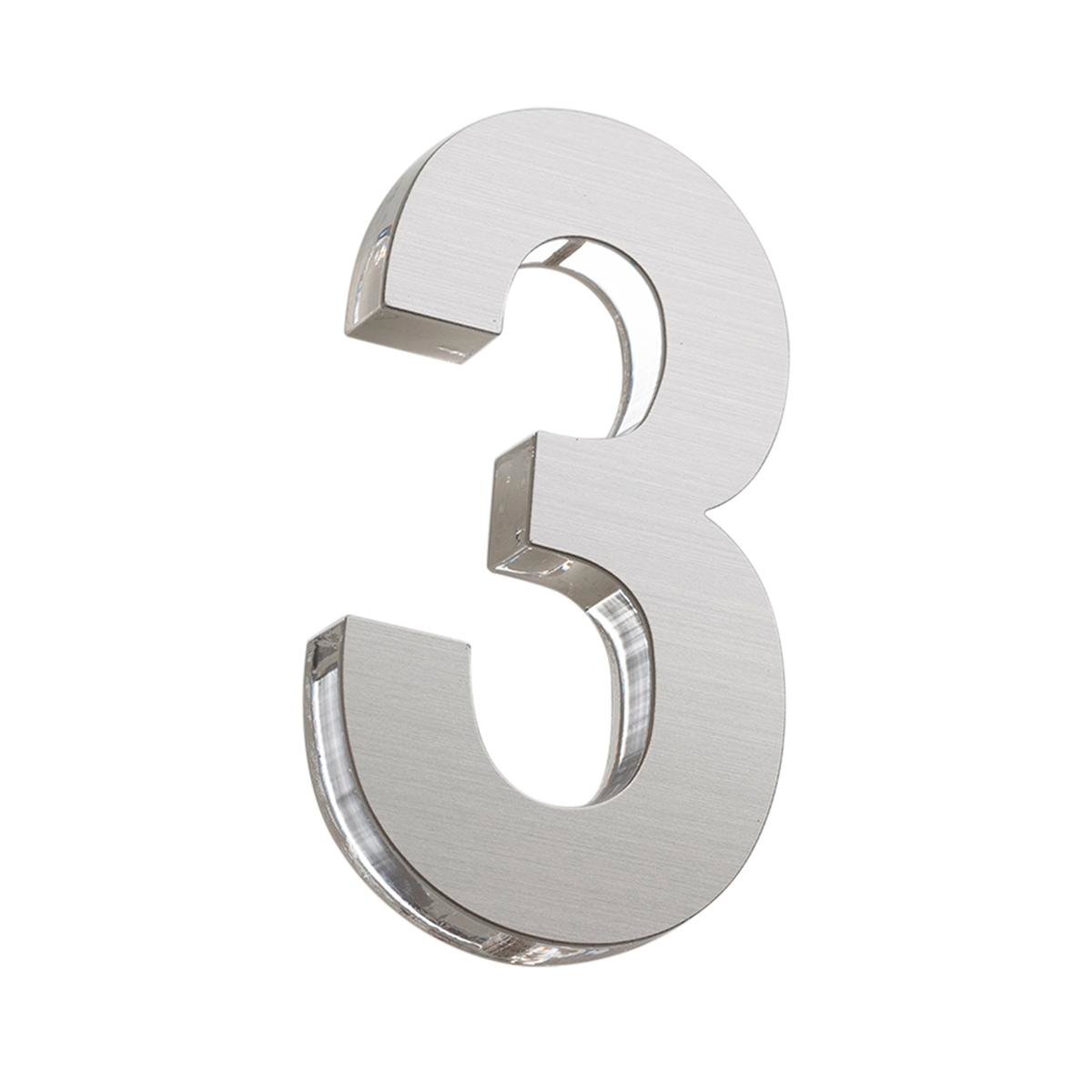 Sandleford Azure House Number 3 120mm Silver Stainless Steel & Acrylic, Weather Resistant