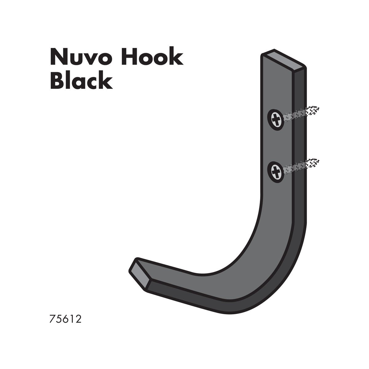 Adoored Black Nuvo Deco Hook 29mm Aluminium Powder Coated