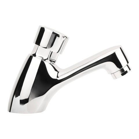 Shaw Mason Chrome Timed Push Button Basin Pillar Tap - 7 Sec Flow - 165mm x 155mm - SuperSaverAU - view 1