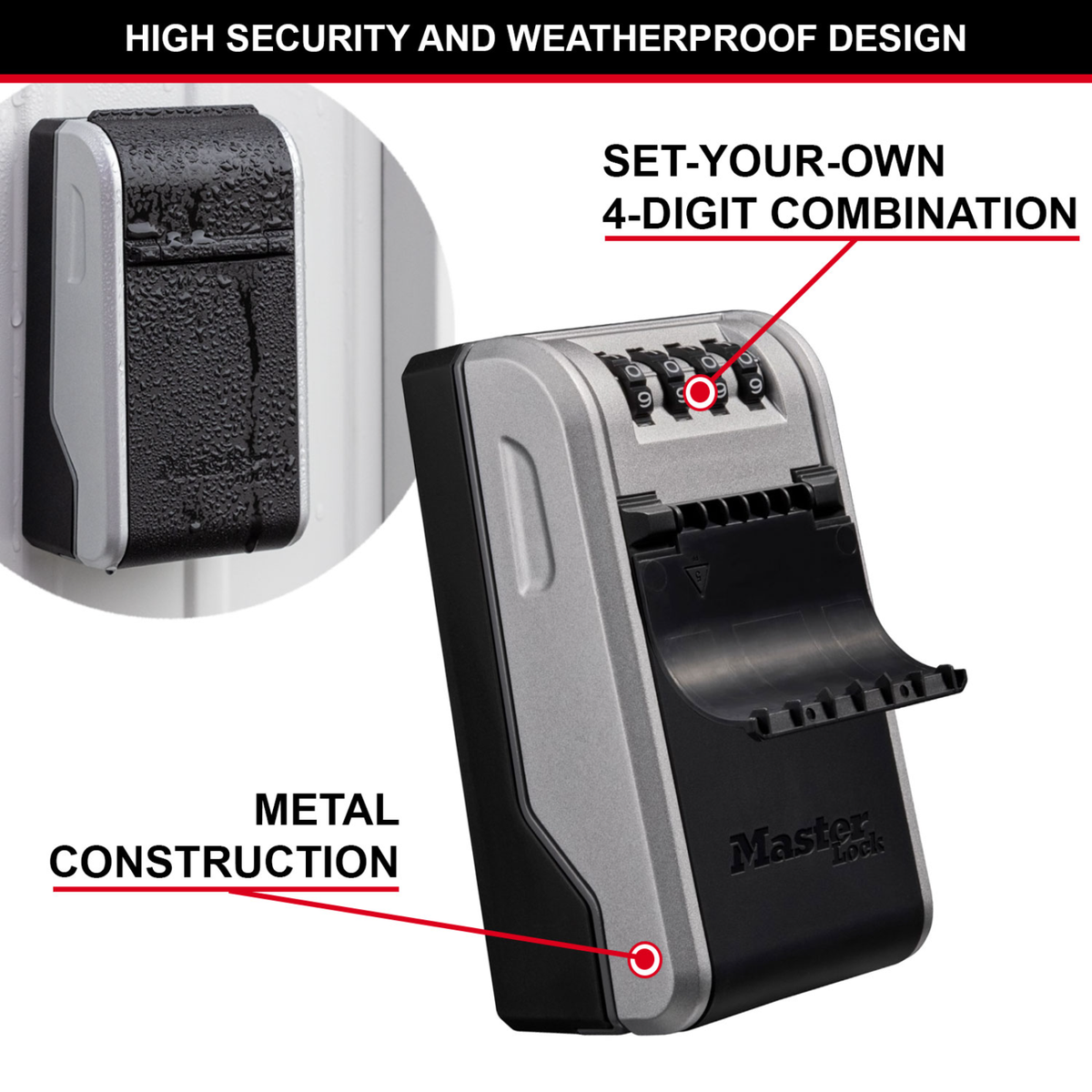 Master Lock Wall Mount Key Safe - 10 Keys - 76mm x 136mm - Durable Steel - SuperSaverAU - view 3
