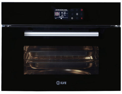 ILVE 45cm compact built-in combi-steam oven - 35L, steam cooking, meat probe, black glass - ILCS45BV