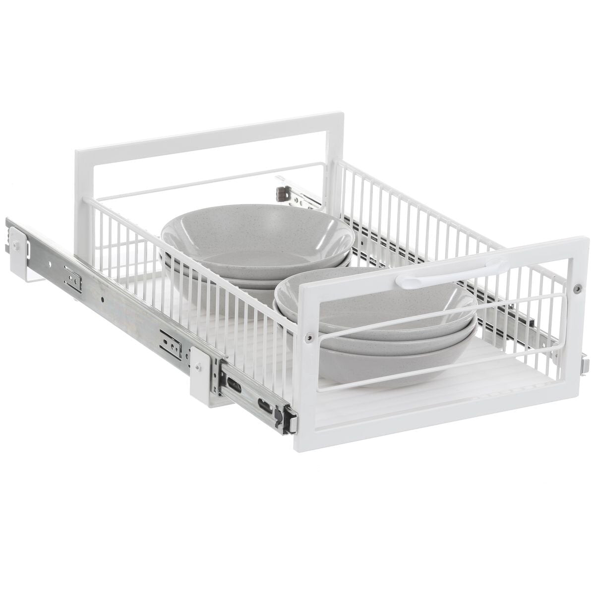 L.T. Williams Pull Out Wire Basket 39.5cm - White - 25kg Capacity - Full Extension Runners - 9706