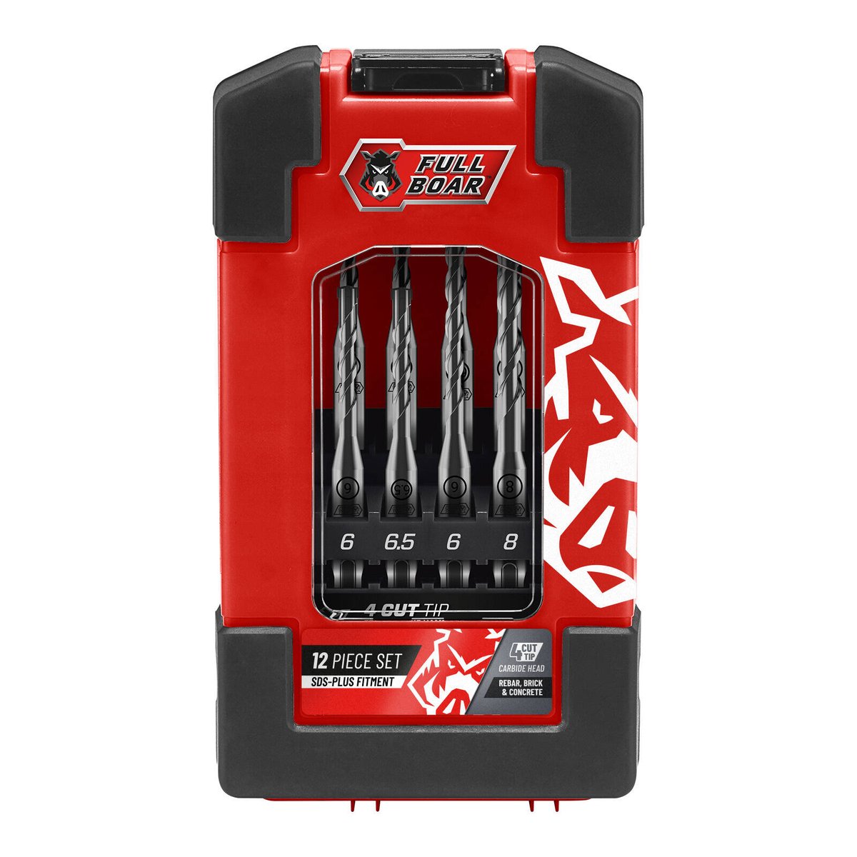 Full Boar 12 Piece SDS-Plus 4 Cut Drill Bit Set Concrete