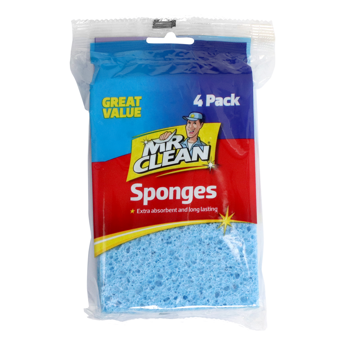 Mr Clean Cellulose Sponge 4 Pack - 15 x 10 x 1 cm - Absorbent Natural Material - SuperSaverAU - view 1