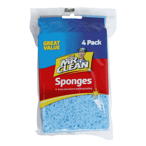 Mr Clean Cellulose Sponge 4 Pack, Absorbent Cleaning Sponges