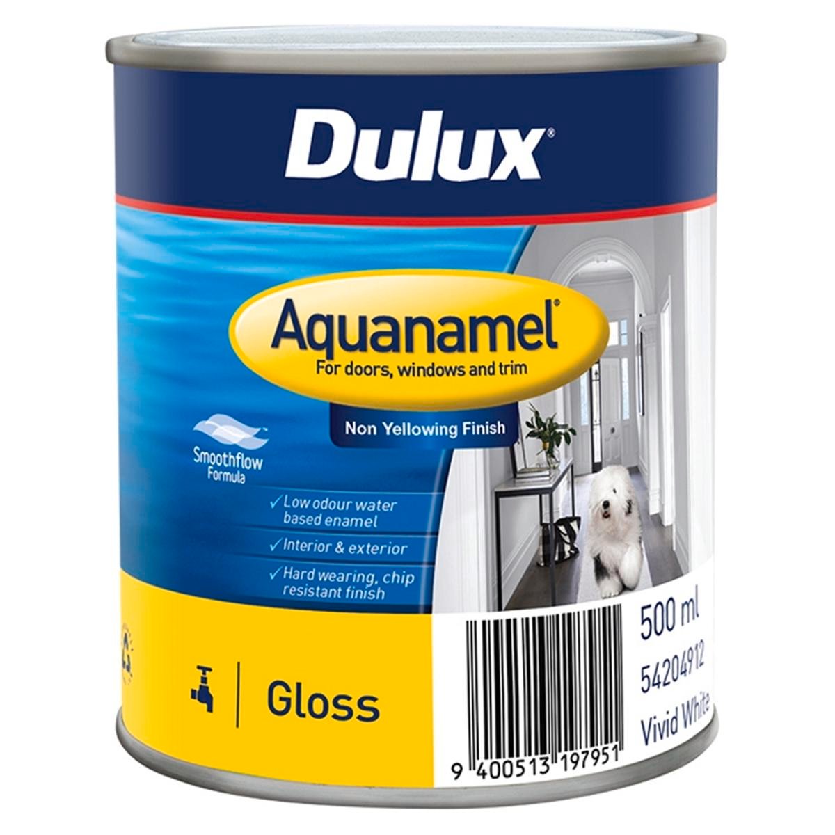 Dulux Aquanamel 500ml Gloss Vivid White Interior Exterior Paint