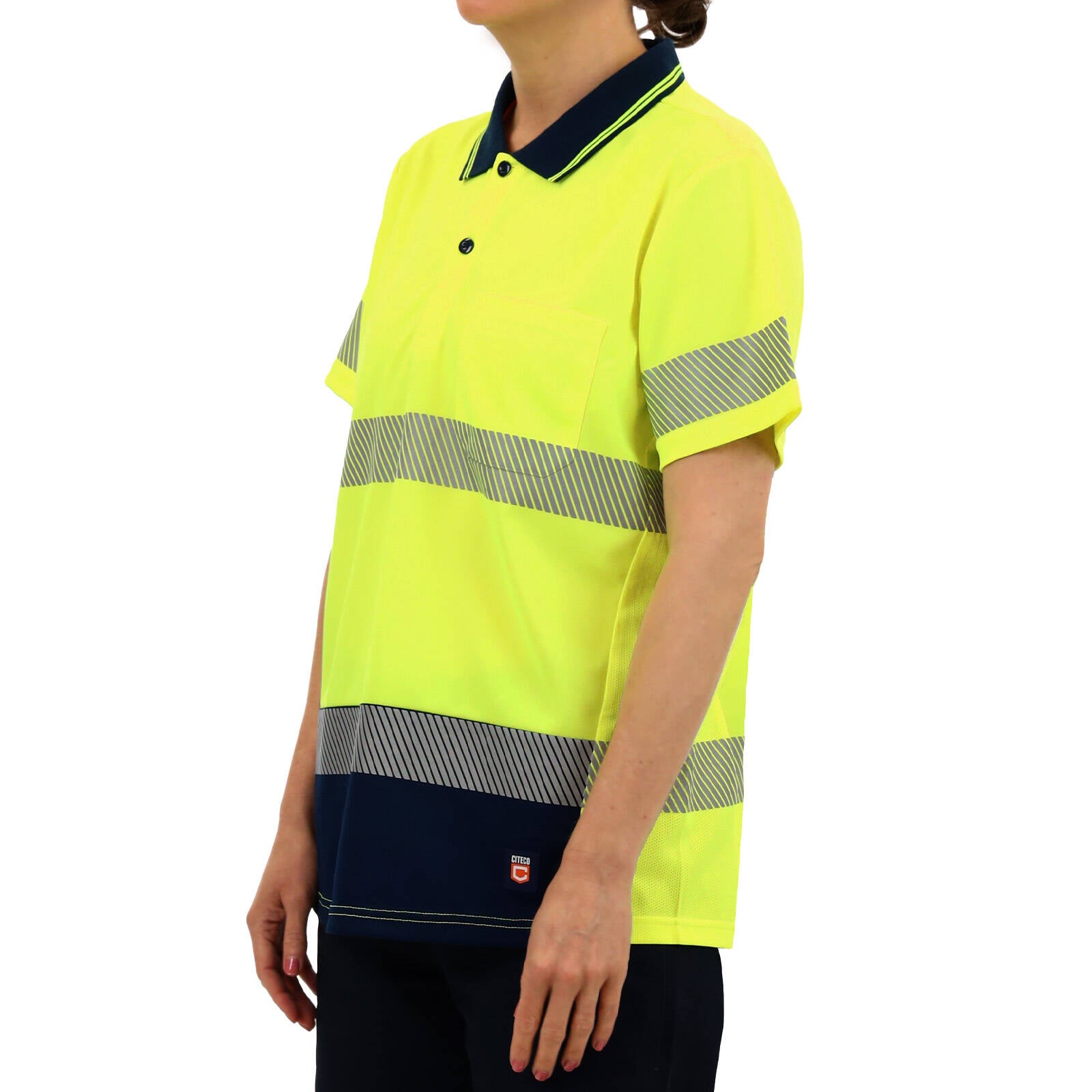 Citeco Women's Yellow Hi Vis Short Sleeve Polo - Reflective Polyester, Size 16