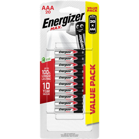 Energizer Max AAA Alkaline Batteries 20 Pack