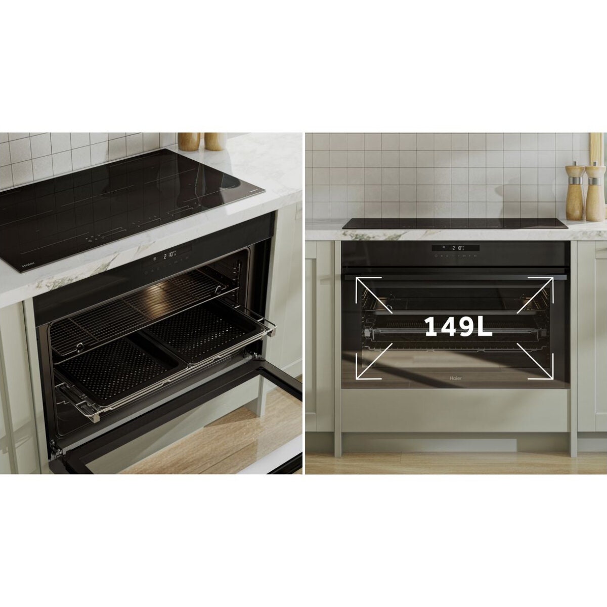 Haier 90cm 500 Series Built-In Oven - Grey, 16 Functions, Steam Assist, Air Fry, Touch Controls - HWO90S16TG3