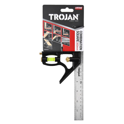 Trojan 300mm Combination Square with Depth Gauge & 45/90 Degree Angles